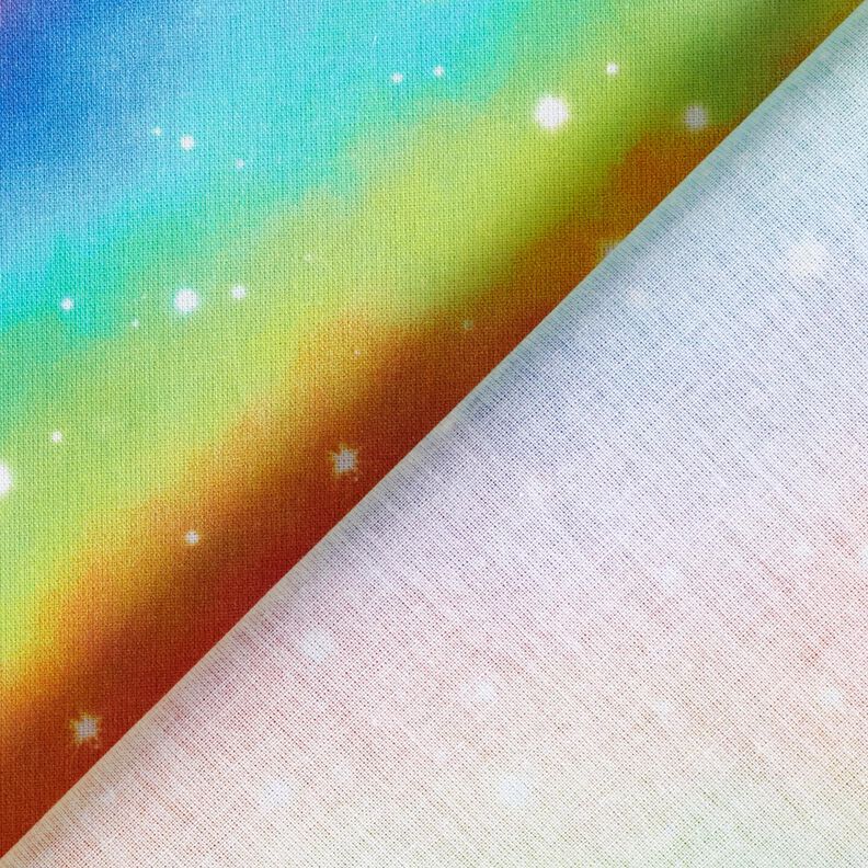 Bomuldspoplin regnbue stjernestøv Digitaltryk – kongeblå/farvemix,  image number 4