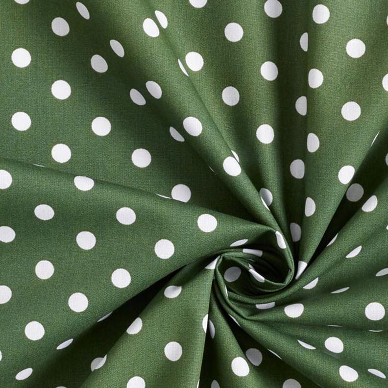 Bomuldspoplin store prikker – mørkegrøn/hvid,  image number 5