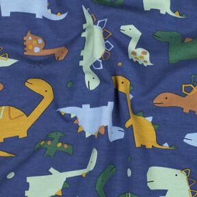 Sommersweat dinoer | Poppy Fabrics – indigo/lyseblå, 