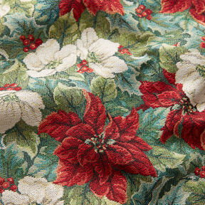 Dekorationsstof Gobelin julestjerner tofarvede – lysebeige/rød, 