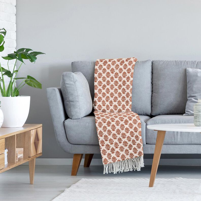 Quiltstof Musselin ranker og blomster – brun/natblå,  image number 5