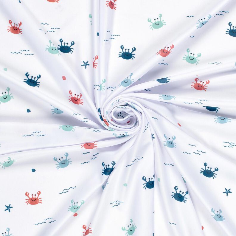 Badetøjsstof UPF50 glade krabber – hvid/hummerfarvet,  image number 3