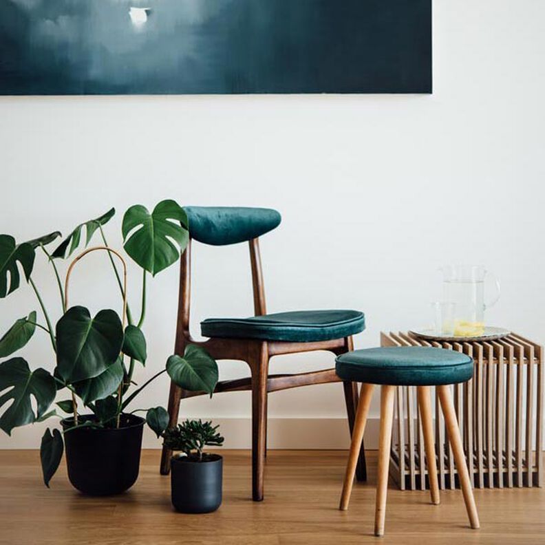 Polstringsstof Fløjl husdyregnet – petrol,  image number 6