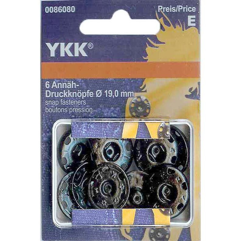 Trykknapper til påsyning, metal 1 – sort | YKK,  image number 1