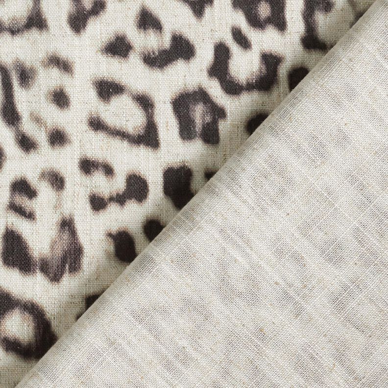 Viskose-hør-miks leoprint digitaltryk – mandel/sort,  image number 4