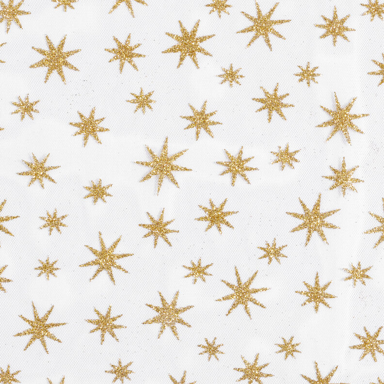 Tyl glitter-stjerner – hvid/guld,  image number 1