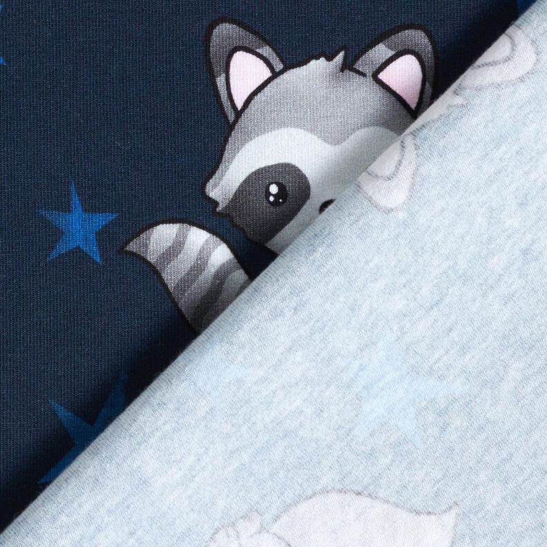 Bomuldsjersey Vaskebjørn med stjerner | Glitzerpüppi – natblå/sølv,  image number 4