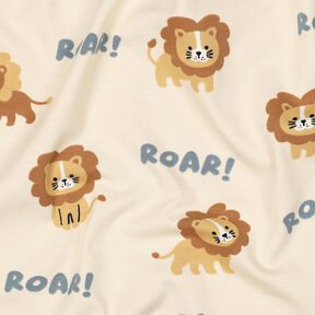 Bomuldsjersey løver | Poppy Fabrics – lysebeige/råbrun, 