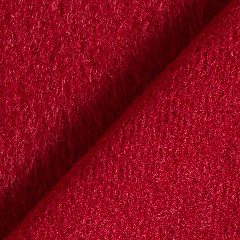 Loddent frakkestrik ensfarvet – karminrød,  image number 3