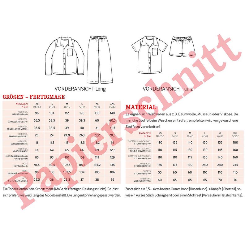 FRAU HILDA Pyjamas med kort og lang variant | Studio Schnittreif | XS-XXL,  image number 9