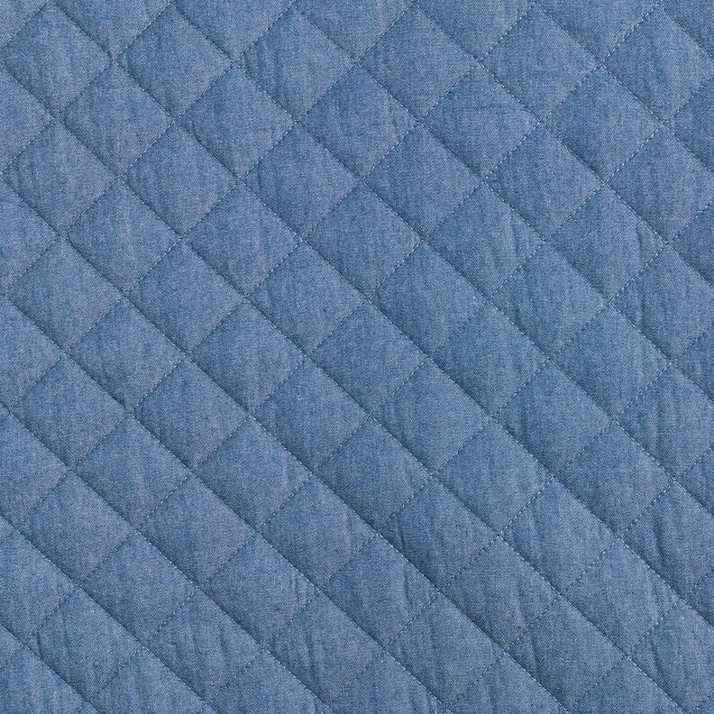 Quiltet stof chambray ensfarvet – jeansblå,  image number 1