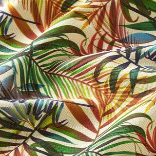 Dekorationsstof Halvpanama farverige palmevifter – natur, 