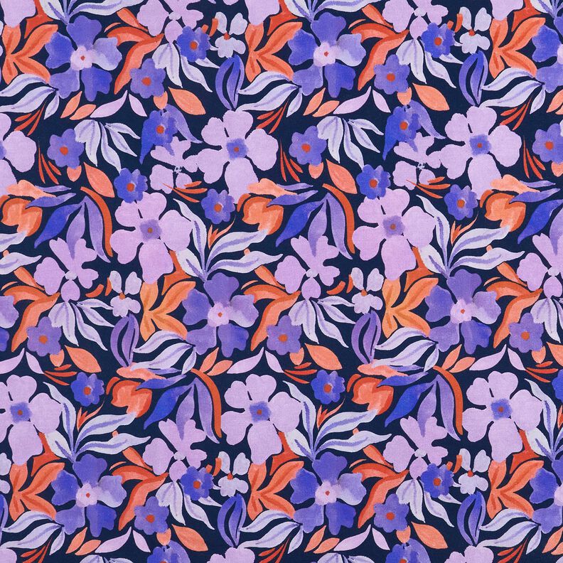 Softsweat blomster digitalt print – natblå/lilla,  image number 1