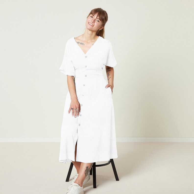 Viskose Stretch Ensfarvet – hvid,  image number 8