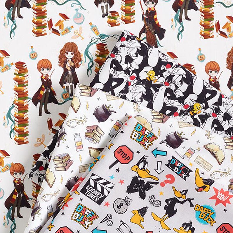 Bomuldspoplin, licensstof, Harry Potter trylledrik | Warner Bros. – hvid,  image number 5