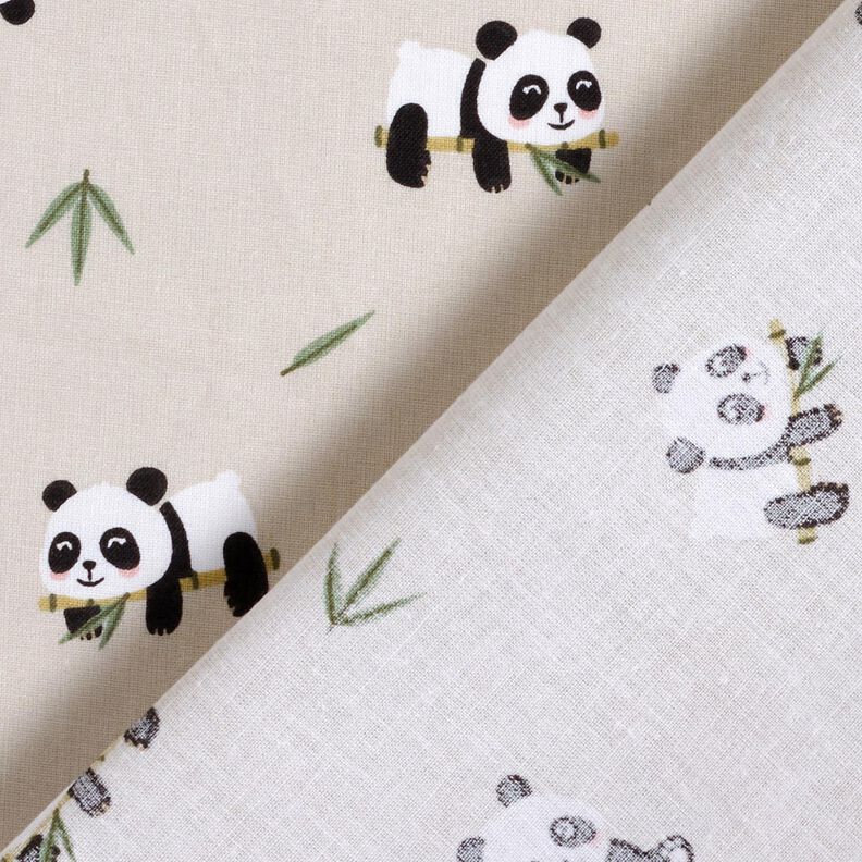 Bomuldsstof Cretonne sød pandabjørn – natur,  image number 4