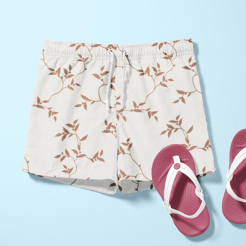 Bomuldsjersey bladranker &ndash; elfenben/lysebrun,  image number 5