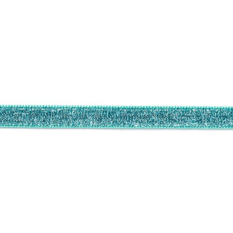 Fløjlsbånd Metallisk [10 mm] – aquablå,  image number 2