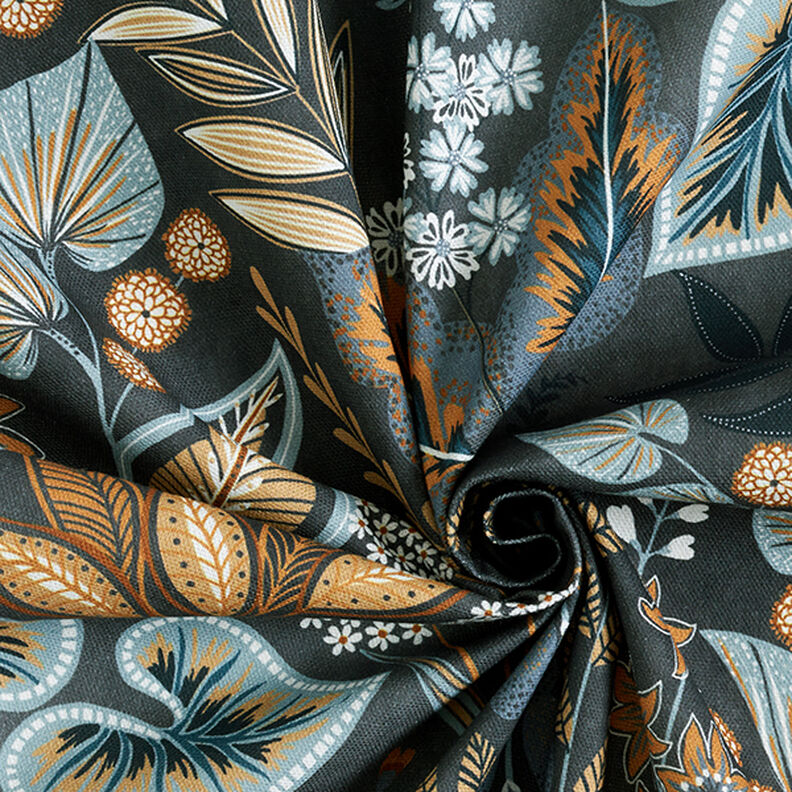 Dekorationsstof Halvpanama paisley-blade – blågrå,  image number 3