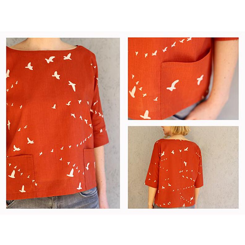 FRAU AIKO - kort bluse med lommer, Studio Schnittreif  | XXS -  L,  image number 2