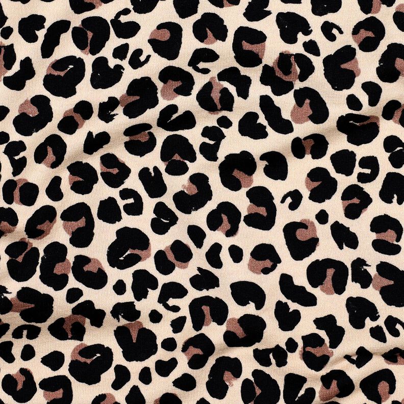 French Terry Sommersweat lille leopardprint Digitaltryk | Poppy Fabrics – lysebeige/lysebrun,  image number 2