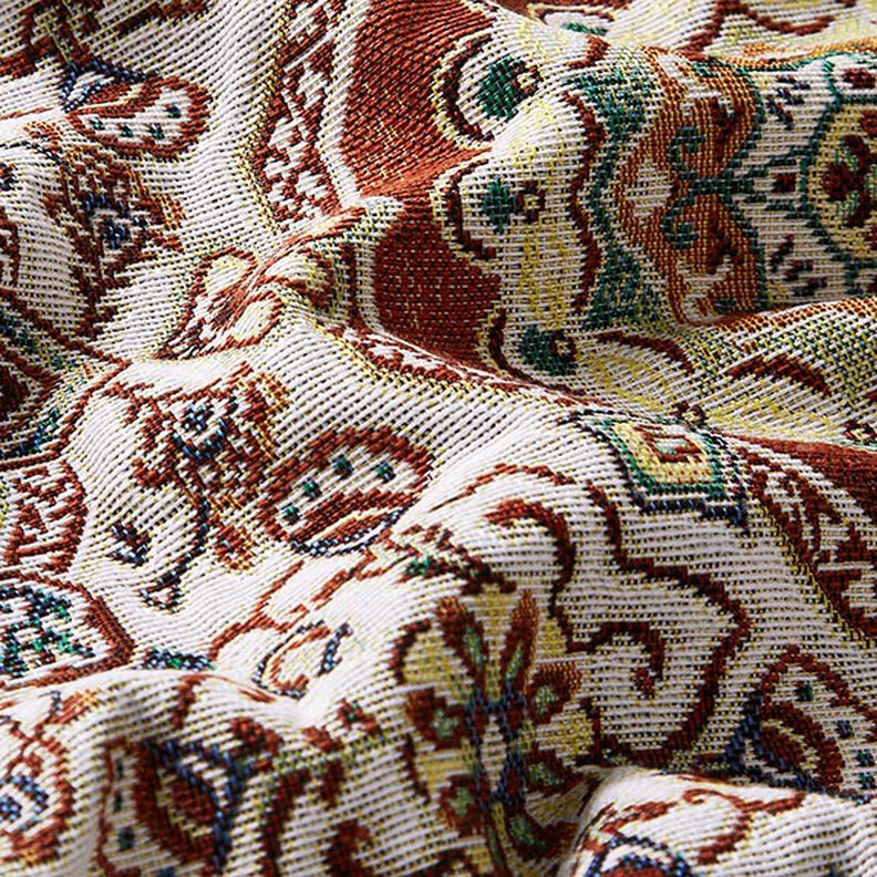 Dekorationsstof Gobelin orientalsk mandala – karminrød/elfenben,  image number 2