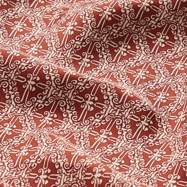 Polyestersatin paisley romber &ndash; kobberfarvet,  image number 2