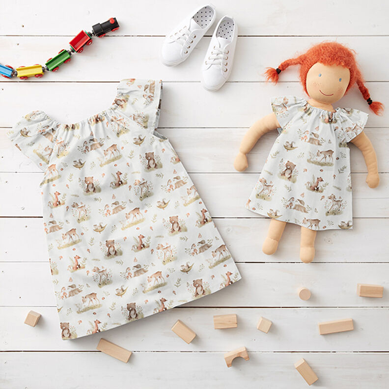 Poplin søde skovdyr Digitaltryk – uldhvid,  image number 5