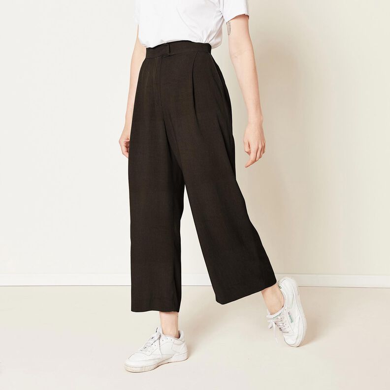 Viskose Stretch Ensfarvet – sort,  image number 9