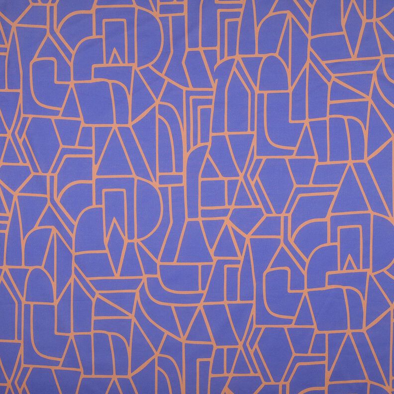 Bomuld voile Town | Nerida Hansen – blålilla/ferskenorange,  image number 1