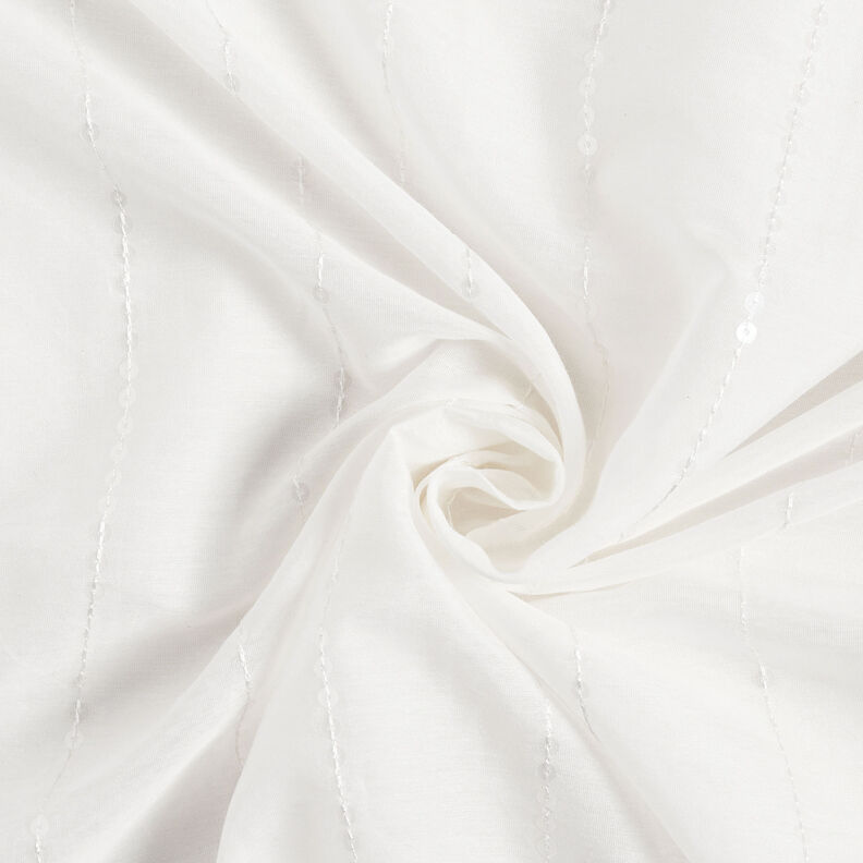 Voile bomulds-silke-miks pailletter – hvid,  image number 4