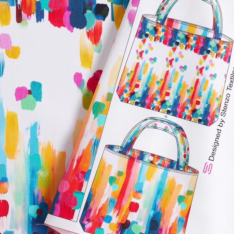 Tasker Panel Canvas Farverige penselpletter – hvid,  image number 2