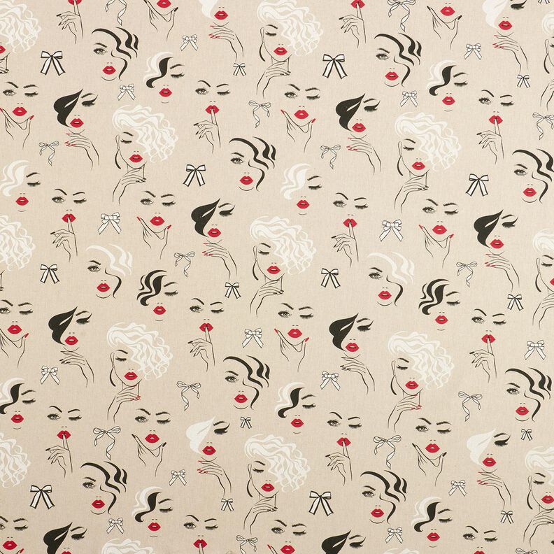 Dekorationsstof Halvpanama modeller – natur/karminrød,  image number 1