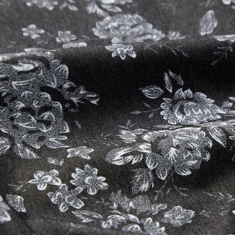 Chambray små roser – sort/hvid,  image number 2