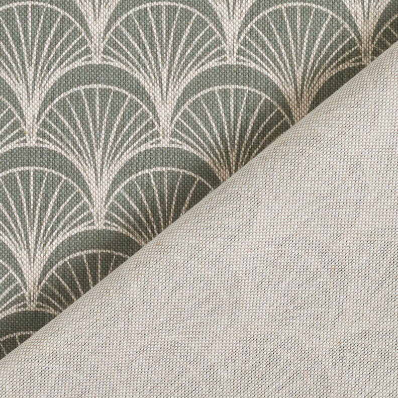 Dekorationsstof Halvpanama elegante buede vifter – natur/reed,  image number 4