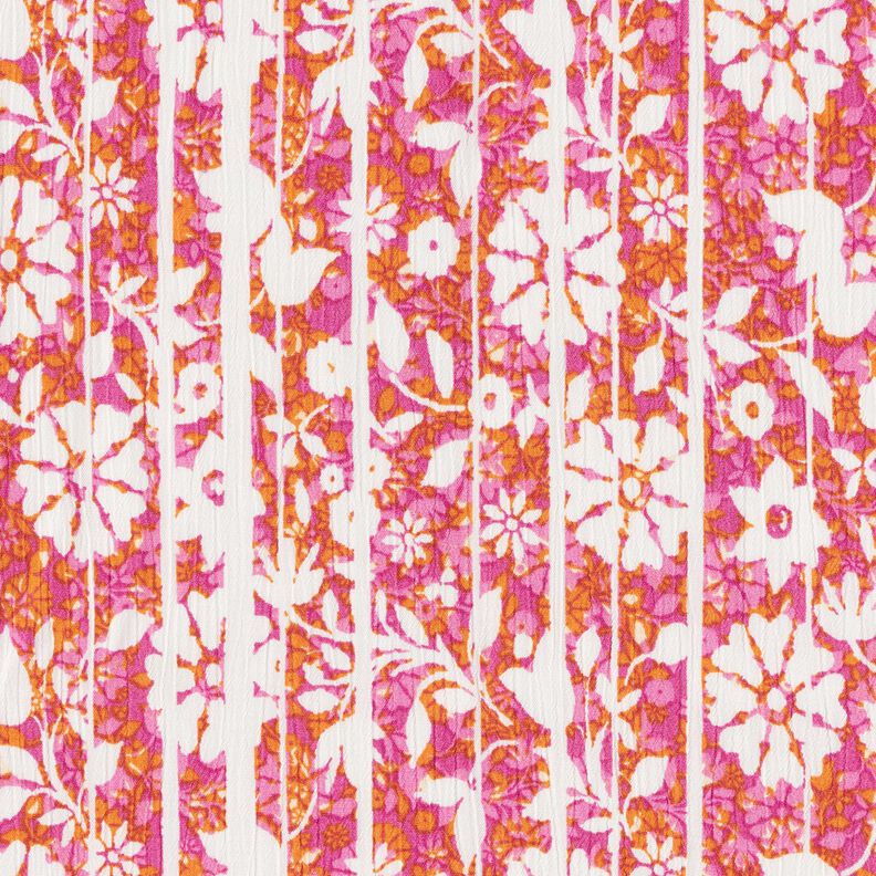 Viskosecrepe blomster og grene – orange/pink,  image number 1