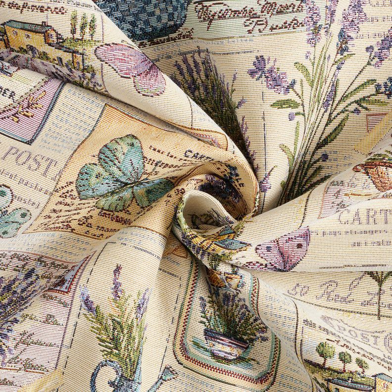 Dekorationsstof Gobelin lavendel-collage – natur/syren,  image number 3