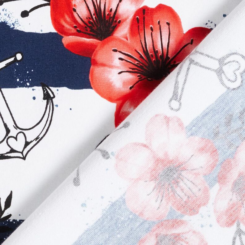 Bomuldsjersey blomster og ankerstriber | Glitzerpüppi – hvid/chili,  image number 4