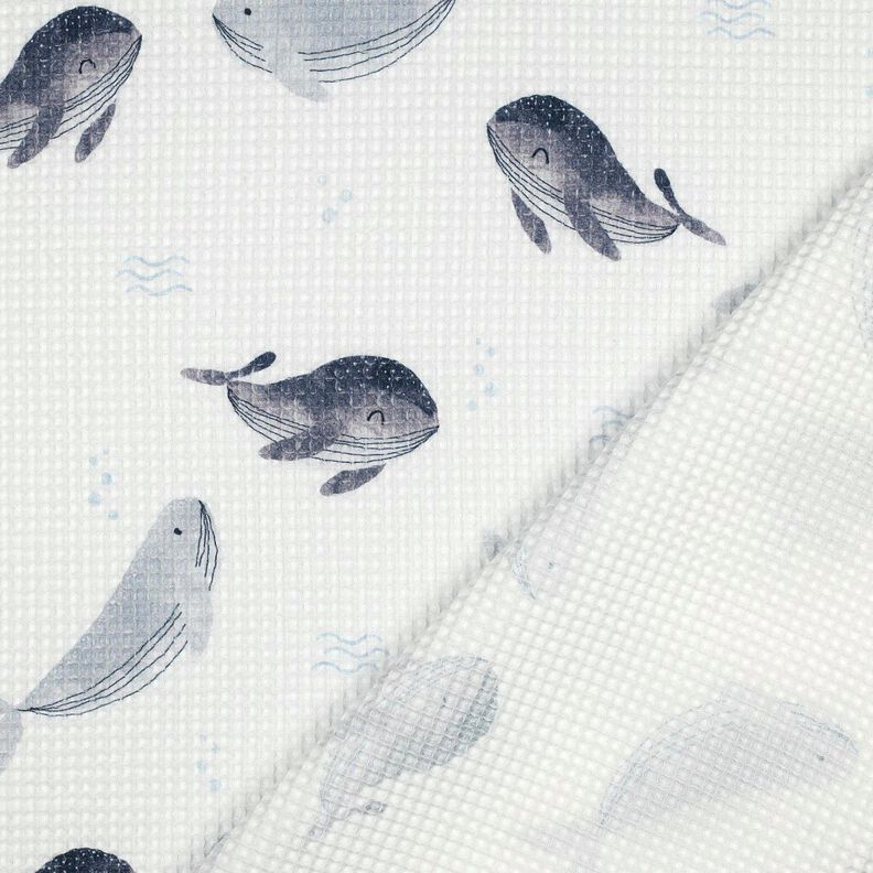 Vaffelpiqué Hvaler Digitaltryk | Poppy Fabrics – elfenben/blågrå,  image number 4