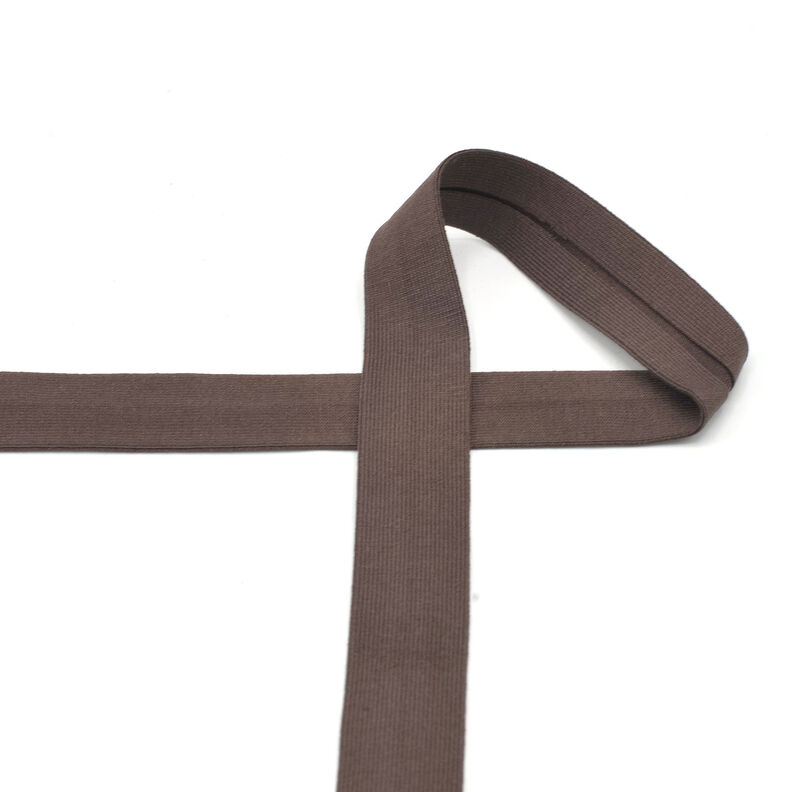 Skråbånd Bomuldsjersey [20 mm] – sortbrun,  image number 2