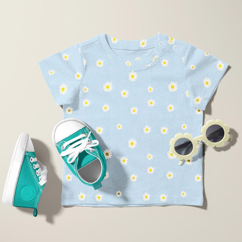 Vaflet jersey margueritter – sølvblå,  image number 7