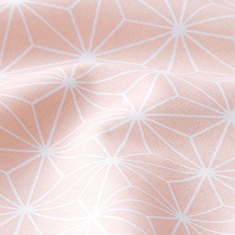 Bomuldsstof Cretonne Japanske stjerner Asanoha – rosa,  image number 2