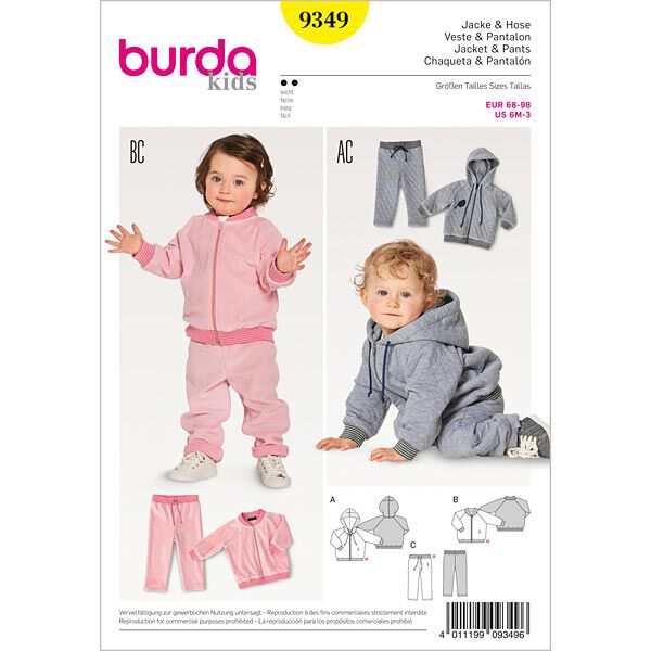 Babyjakke | Bluse | Bukser, Burda 9349 | 68 - 98,  image number 1