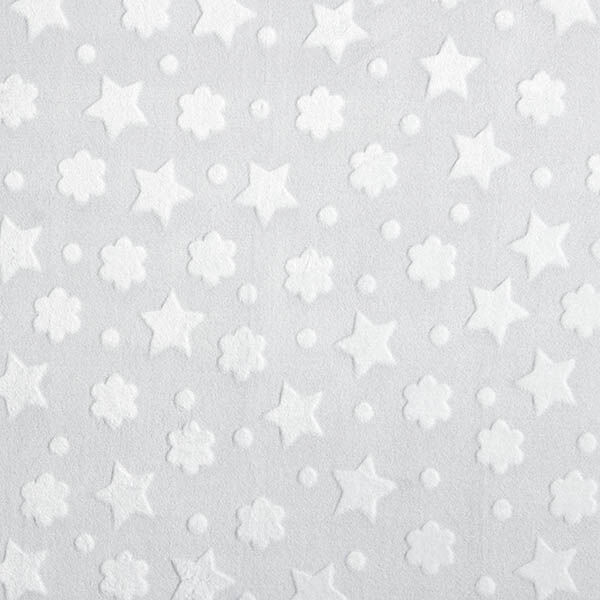 Hyggefleece stjerner og blomster – lysegrå,  image number 1