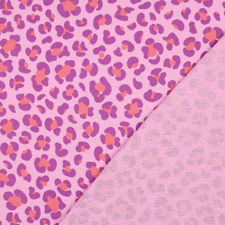 Musselin/Dobbelt-Crincle stof bunt leopardprint | Poppy Fabrics &ndash; pastelviolet/r&oslash;dlilla,  image number 4