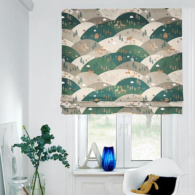 Dekorationsstof Halvpanama skovdyr – natur,  image number 4