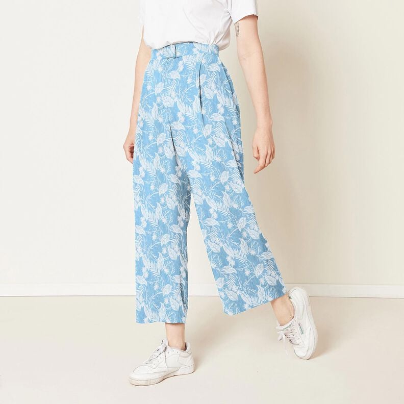 bomulds-chambray palmer – lyseblå/elfenben,  image number 5