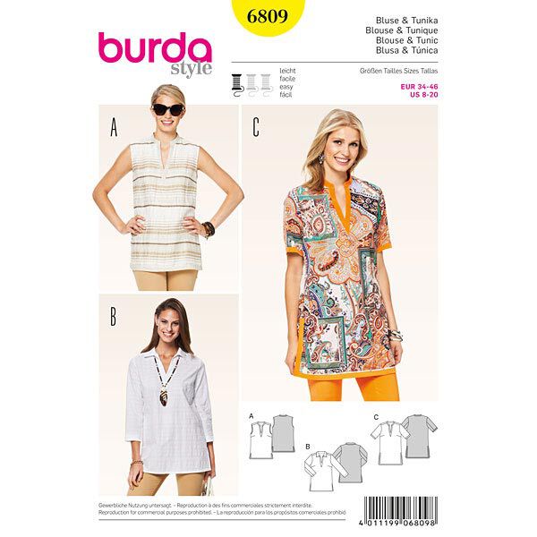Bluse / tunika, Burda 6809,  image number 5