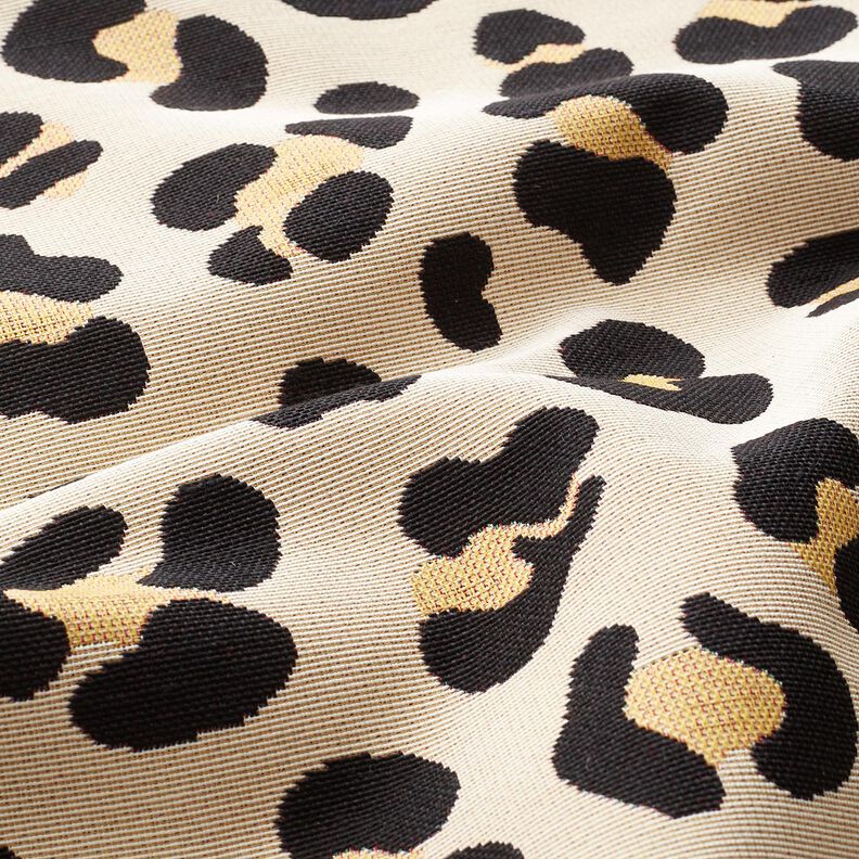 Dekorationsstof Gobelin Leopard – lysebeige/sort,  image number 2