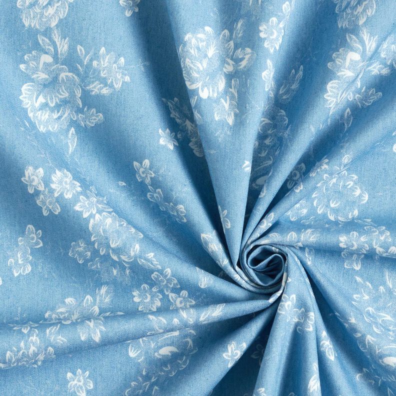 Chambray små roser – lyseblå/uldhvid,  image number 3